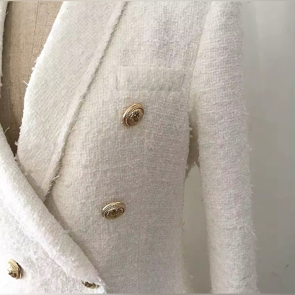 Tweed Blazer with gold buttons. Size Small. - Picture 6 of 9